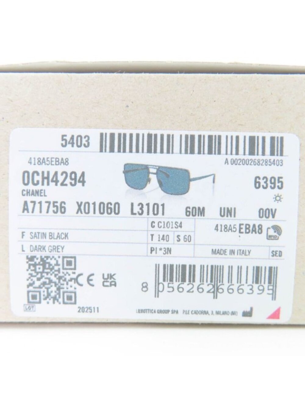 Chanel Pilot Sunglasses Logo Quilted Two Bridge Black - Picture 11 of 11